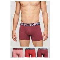 Superdry 3-Pack Logo Waistband Boxers - Red