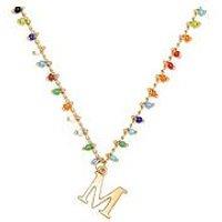 The Love Collection Gold Plated Rainbow Bead Letter Charm Necklace