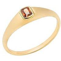 The Love Collection 18Ct Gold Plated Sterling Silver Garnet Cz Square Ring