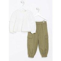 River Island Mini Girls Blouse And Trousers 2 Piece Set White Outfit