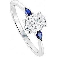 Created Brilliance Rebecca , 9Ct White Gold 0.75Ct Tw Oval Lab Grown Diamond And Created Sapphire Ring