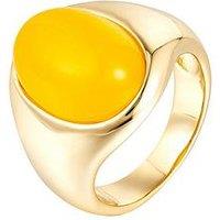 The Love Silver Collection 18Ct Gold Plated Sterling Silver Citrine Oval Signet Style Ring