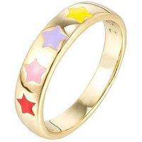 The Love Collection 18Ct Gold Plated Sterling Silver Enamel Star Ring