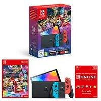 Nintendo Switch Oled Oled Console Neon Blue/Neon Red + Mario Kart 8 Deluxe Bundle + 3 Months Nintendo Switch Online - Oled Switch With Free Mario Kart & 3 Month Online Membership