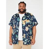 Levi'S Big & Tall Short Sleeve Hawaiian Resort Shirt - Navy