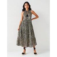 V By Very Sleeveless Printed Midi Dress - Print