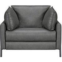 Very Home Ava Leather/Faux Leather Power Recliner Armchair With Charging Ports - Dark Grey