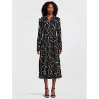 Vila Printed Midi Shirt Dress - Black