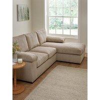 Very Home Amalfi 3 Seater Standard Back Right Hand Fabric Corner Chaise Sofa - Cream - Fsc Certified