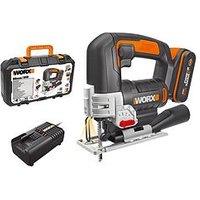 Worx 20V Powershare 24Mm Cordless Jigsaw With X1 2.0Ah Battery, Charger & Case