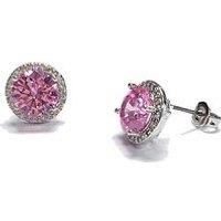 Buckley London The Carat Collection - Pink Round Halo Earrings