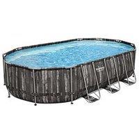 Bestway 20Ft X 12Ft Power Steel Oval Pool Set, Filter Pump, Ladder With Pool Cover
