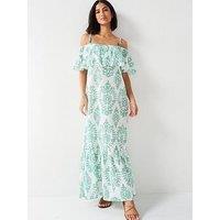 V By Very Green Floral Maxi Dress