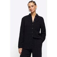 River Island Textured Cotton Shirt - Black