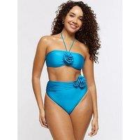 River Island Corsage Halterneck Bikini Top - Bright Blue
