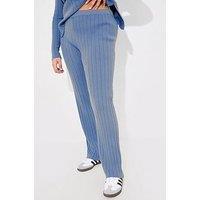 In The Style Rib Knitted Co Ord Trouser - Blue