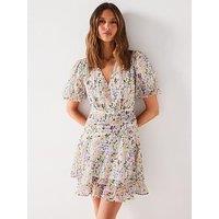 V By Very Floral Printed Mini Dress - Multi