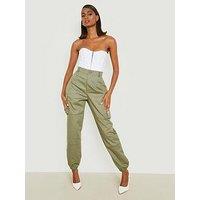 Boohoo High Waisted Cargo Trousers - Khaki