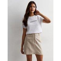 New Look Textured High Waist Mini Skirt - Beige