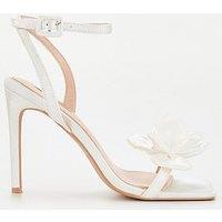 Raid Be Mine Bridal Wide Fitting Saniyah Floral Detail Heeled Sandals - Ivory Satin