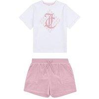 Juicy Couture Girls Diamond Tee And Velour Short Set - Pink Nectar