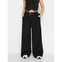 Pixiegirl Petite Belted Wide Leg Trousers - Black