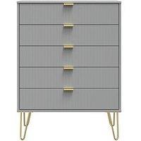 Swift Andie Ready Assembled 5 Drawer Chest - Grey
