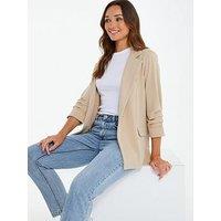 Quiz Stone Ruched Sleeve Blazer