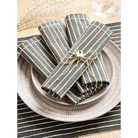 Very Home Set Of 4 Charcoal Striped Napkins
