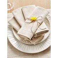 Very Home Set Of 4 Stone Linen Napkins