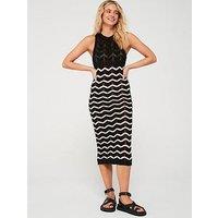 Ax Paris Chevron Stripe Racer Midaxi - Black