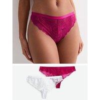 New Look 2 Pack Pink And White Lace Thongs