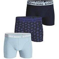 Bjorn Borg Mens Cotton Stretch Boxer 3 Pack - Blue