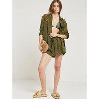 River Island Lurex Linen Shirt - Khaki