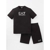 Ea7 Emporio Armani Boys Visability Short Sleeve T-Shirt & Jog Short Set - Black