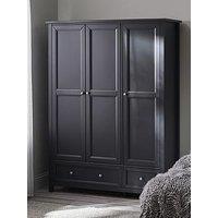 Julian Bowen Maine 3 Door, 2 Drawer Wardrobe - Black