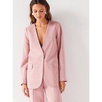 V By Very Collarless Single Button Blazer - Pink