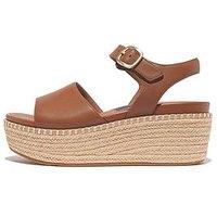 Fitflop Eloise Espadrille Leather Back-Strap Wedge Sandals - Light Tan