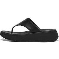 Fitflop F-Mode Leather Flatform Toe-Post Sandals - All Black