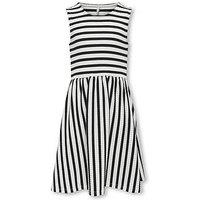 Only Kids Girls Sleeveless Stripe Dress - Cloud Dancer/Black