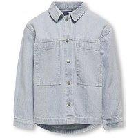 Only Kids Girls Stripe Pocket Denim Coord Jacket - Light Blue Denim