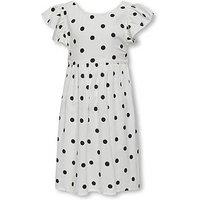 Only Kids Girls Spotty V Back Dress - Cloud Dancer