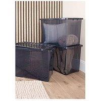 Wham Set Of 3 Plastic Storage Boxes In Black &Ndash; 80-Litre Capacity