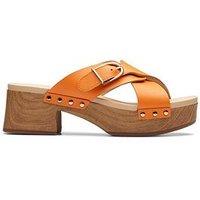 Clarks Sivanne Walk Open Toe Leather Clogs - Orange