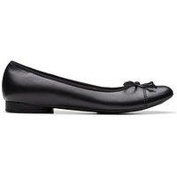 Clarks Loreleigh Rae Leather Bow Front Ballerina - Black