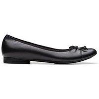 Clarks Wide Fit Loreleigh Rae Leather Ballerina - Black