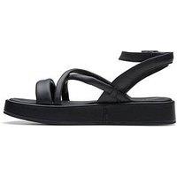 Clarks Alda Cross Leather Strappy Sandals - Black