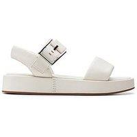 Clarks Alda Strap Buckle Leather Sandals - Off White