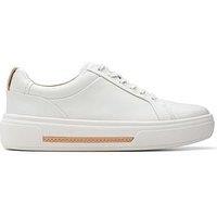 Clarks Hollyhock Walk Wide Fitting Leather Lace Up Trainers - Off White