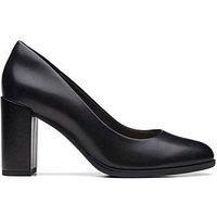 Clarks Freva85 Leather High Heeled Wide Fitting Court Shoe - Black